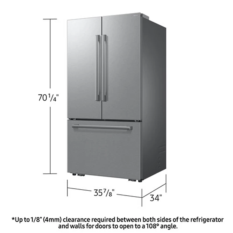 Réfrigérateur à deux portes 29 pi³ 36 po avec distributeur d'eau et de glaçons de Samsung (RF70H30KERAA) - Acier inoxydable