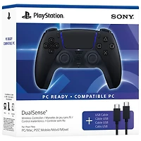 DualSense Wireless Controller with USB Cable for PC - Midnight Black