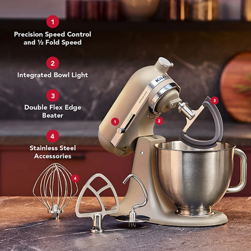 Batteur sur socle à tête inclinable Artisan Plus de KitchenAid - 5 pte - 350 W - Avoine