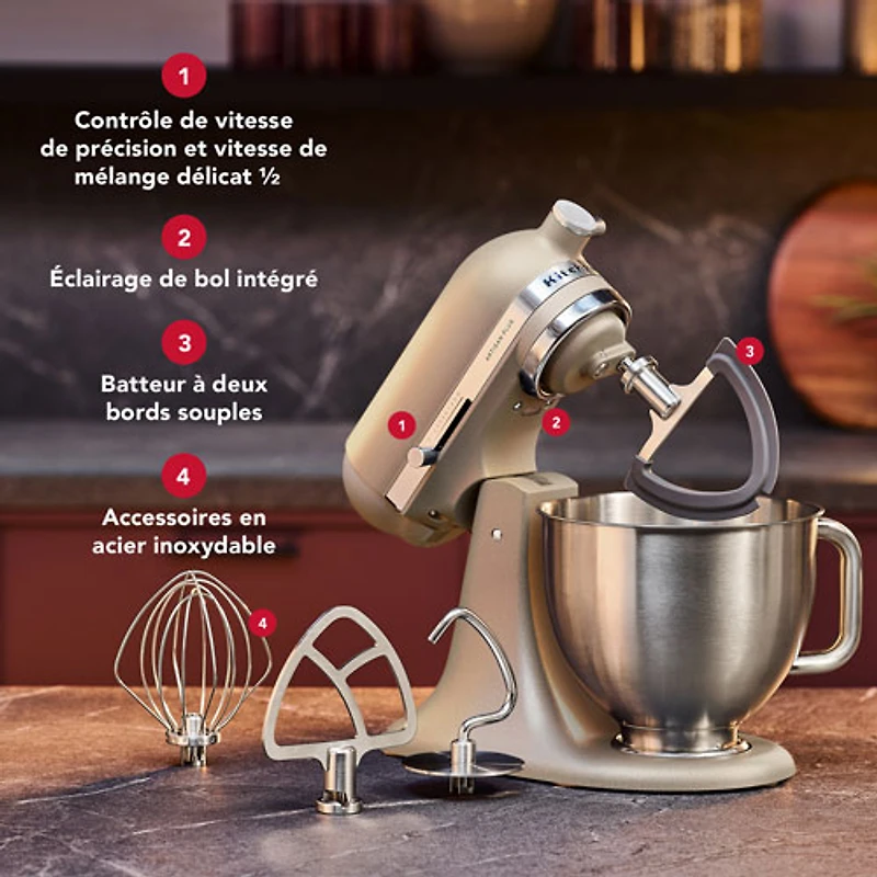 Batteur sur socle à tête inclinable Artisan Plus de KitchenAid - 5 pte - 350 W - Avoine