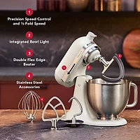 Batteur sur socle à tête inclinable Artisan Plus de KitchenAid - 5 pte - 350 W - Porcelaine