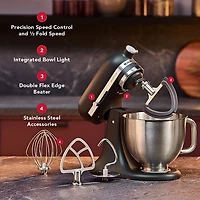 Batteur sur socle à tête inclinable Artisan Plus de KitchenAid - 5 pte - 350 W - Noir mat