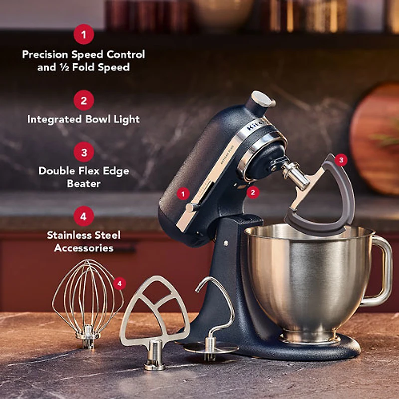 Batteur sur socle à tête inclinable Artisan Plus de KitchenAid - 5 pte - 350 W - Bleuet