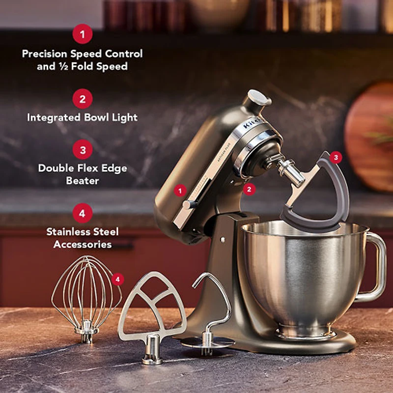 Batteur sur socle à tête inclinable Artisan Plus de KitchenAid - 5 pte - 350 W - Bronze minerai de fer