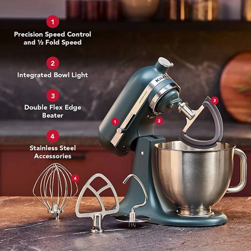 Batteur sur socle à tête inclinable Artisan Plus de KitchenAid - 5 pte - 350 W - Agave