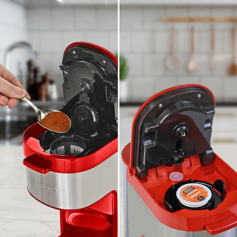 Cafetière à une tasse et tasse de voyage en acier inoxydable de Kenmore