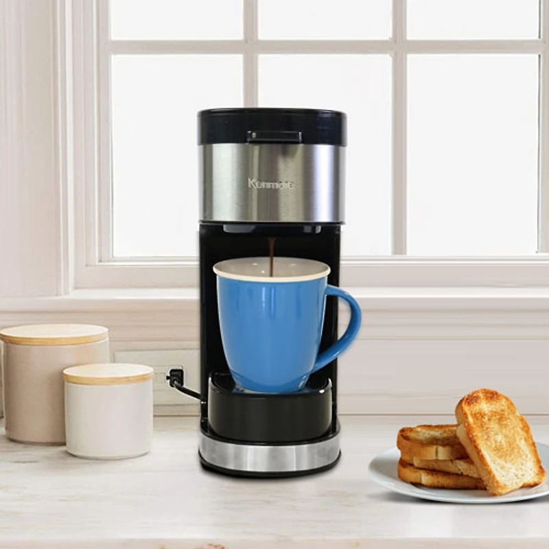 Kenmore Single-Serve Coffee Maker & Stainless Steel Travel Mug- Black