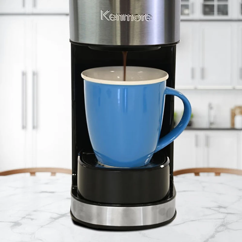 Kenmore Single-Serve Coffee Maker & Stainless Steel Travel Mug- Black