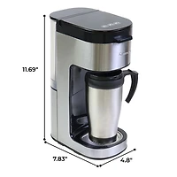 Kenmore Single-Serve Coffee Maker & Stainless Steel Travel Mug- Black