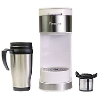 Kenmore Single-Serve Coffee Maker & Stainless Steel Travel Mug- White