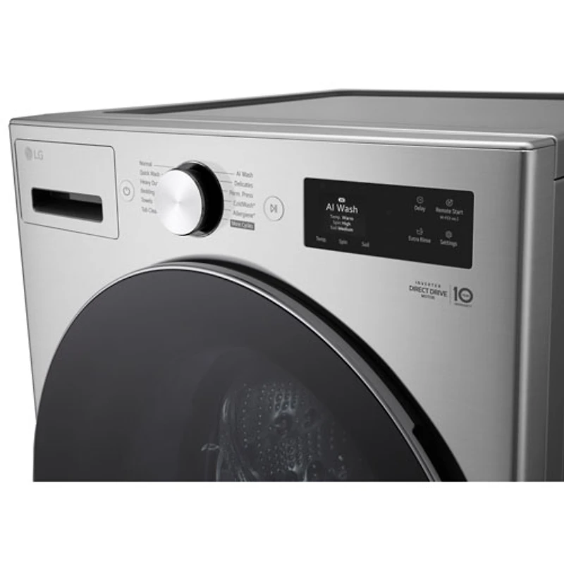 Laveuse à chargement frontal de grande capacité de 5,8 pi³ avec Turbo Wash et détection de tissu par IA de LG (WM5800HVA) - Acier graphite
