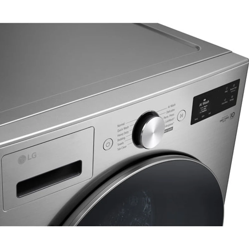 Laveuse à chargement frontal de grande capacité de 5,8 pi³ avec Turbo Wash et détection de tissu par IA de LG (WM5800HVA) - Acier graphite