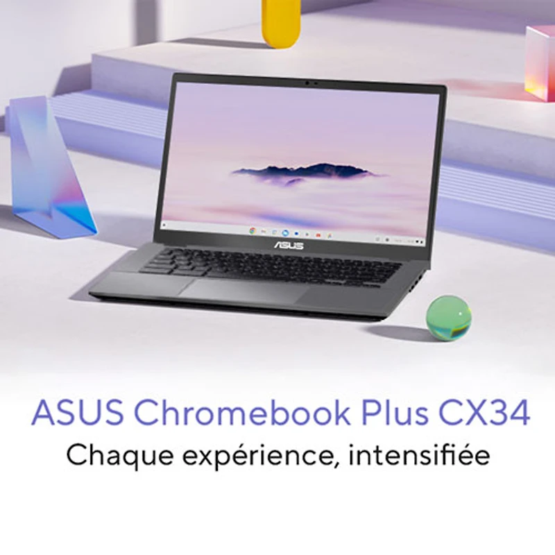 ASUS Chromebook Plus CX34 14" Touchscreen Chromebook - Rocky Grey (Intel Core 5 120U /16GB RAM/512GB SSD/ChromeOS)