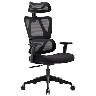Chaise de bureau ergonomique haut de gamme en filet à dossier haut de TygerClaw - Noir