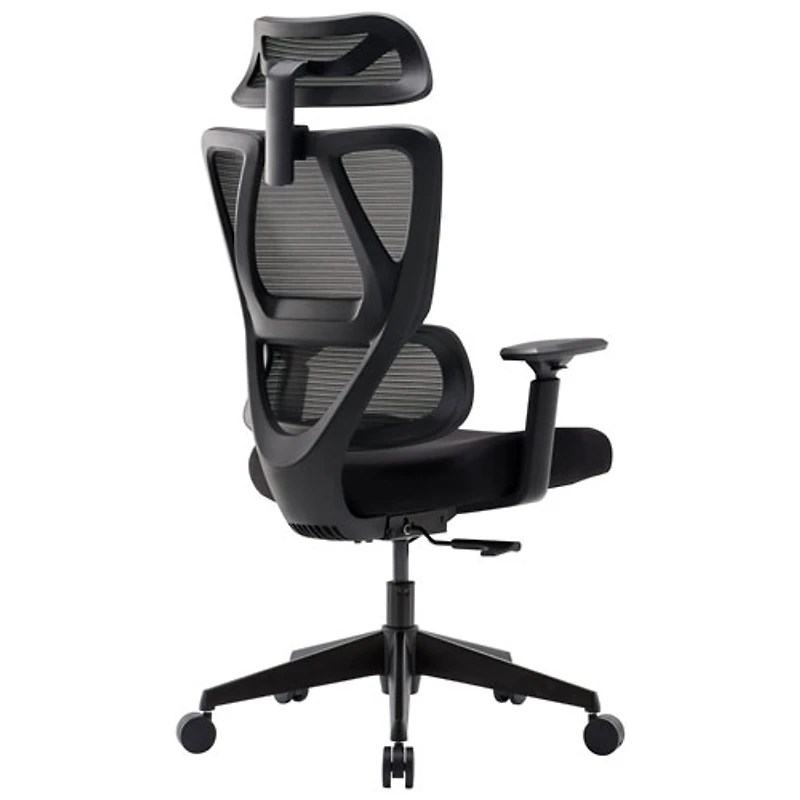 Chaise de bureau ergonomique haut de gamme en filet à dossier haut de TygerClaw - Noir
