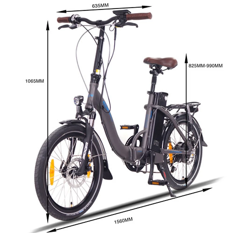 NCM Paris Folding Electric City Bike (500W Motor / 90km Range / 32km/h Top Speed) - Volcano Black