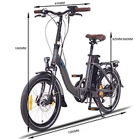 NCM Paris Folding Electric City Bike (500W Motor / 90km Range / 32km/h Top Speed) - Volcano Black