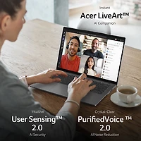 Portable à écran tactile 14 po Swift 14 AI d'Acer - Argent pur (Ryzen AI 9 365 d'AMD/RAM 32 Go/SSD 1 To/Windows 11)