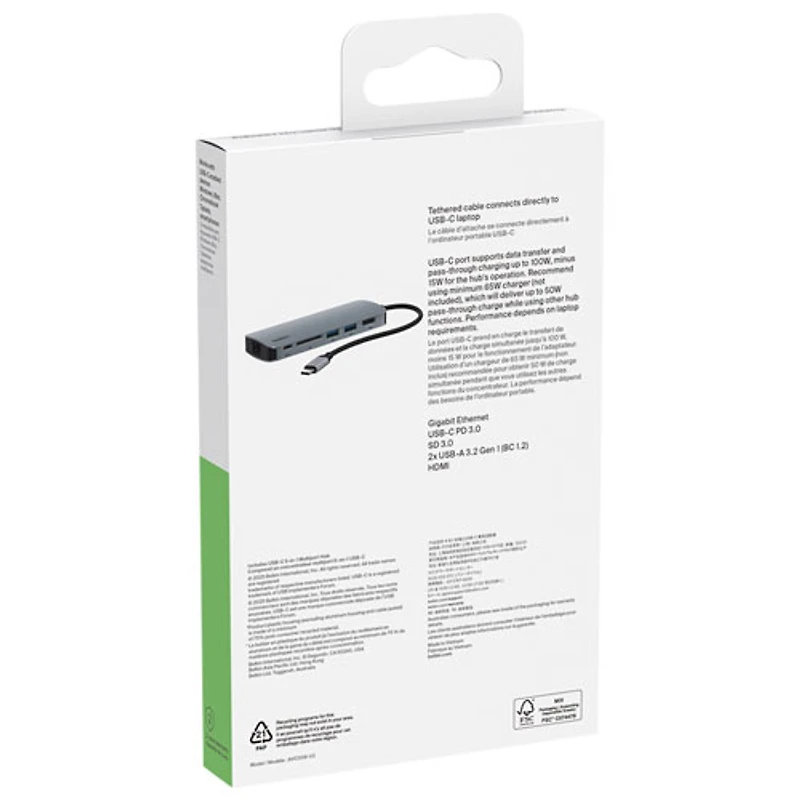 Concentrateur multimédia 6-en-1 avec port USB-C de Belkin (AVC008fqSGY-V2)