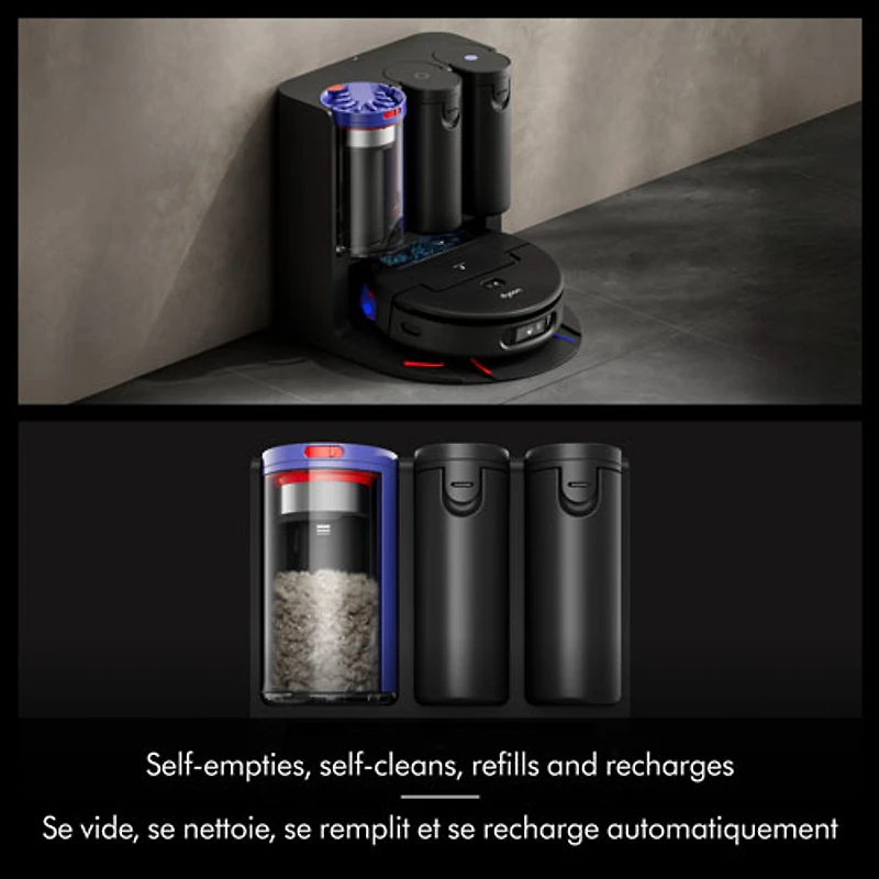 Aspirateur robot autonettoyant à vidage automatique Spot+Scrub de Dyson - Noir mat/Bleu