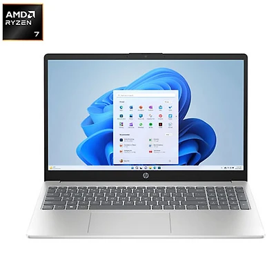 Portable de 15,6 po de HP - Argenté naturel (Ryzen 7 7730U d'AMD/RAM 16 Go/SSD 512 Go/Windows 11 Famille)