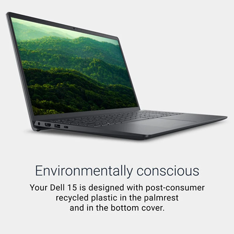 Portable de 15,6 po de Dell - Noir carbone (Core 3 100U d'Intel/RAM 8 Go/SSD 512 Go/Windows 11 Famille)