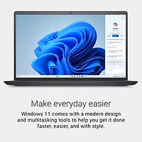 Portable de 15,6 po de Dell - Noir carbone (Core 3 100U d'Intel/RAM 8 Go/SSD 512 Go/Windows 11 Famille)