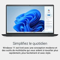 Portable de 15,6 po de Dell - Noir carbone (Core 3 100U d'Intel/RAM 8 Go/SSD 512 Go/Windows 11 Famille)