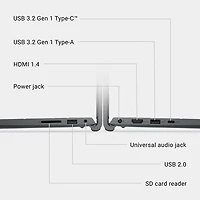 Portable de 15,6 po de Dell - Noir carbone (Core 3 100U d'Intel/RAM 8 Go/SSD 512 Go/Windows 11 Famille)
