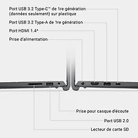 Portable de 15,6 po de Dell - Noir carbone (Core 3 100U d'Intel/RAM 8 Go/SSD 512 Go/Windows 11 Famille)