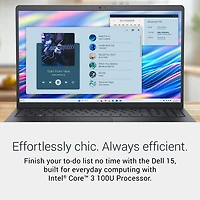 Portable de 15,6 po de Dell - Noir carbone (Core 3 100U d'Intel/RAM 8 Go/SSD 512 Go/Windows 11 Famille)