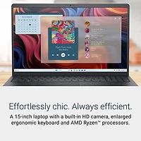 Portable de 15,6 po de Dell - Noir carbone (Ryzen 5 7520U d'AMD/RAM 8 Go/SSD 512 Go/Windows 11 Famille)