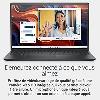 Portable de 15,6 po de Dell - Noir carbone (Ryzen 5 7520U d'AMD/RAM 8 Go/SSD 512 Go/Windows 11 Famille)