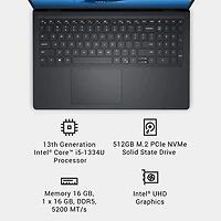 Dell 15.6" Touchscreen Laptop - Carbon Black (Intel Core i5-1334U/16GB RAM/512GB SSD/Windows 11 Home)