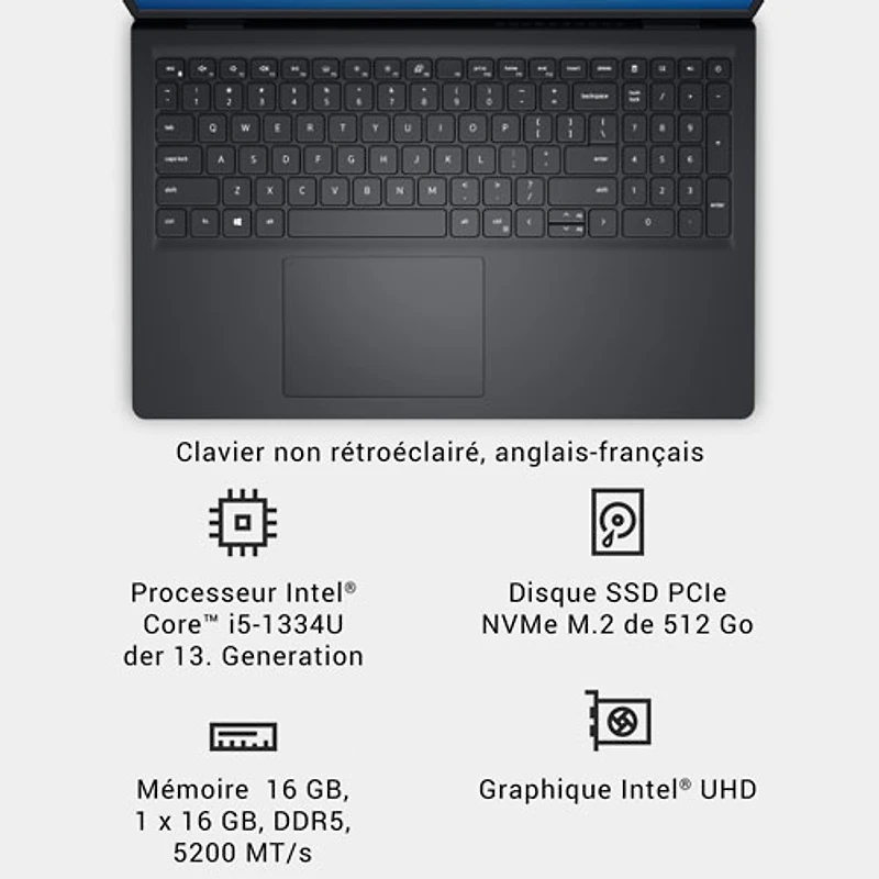 Dell 15.6" Touchscreen Laptop - Carbon Black (Intel Core i5-1334U/16GB RAM/512GB SSD/Windows 11 Home)