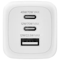Chargeur mural à 3 ports USB-C/USB-A de 70 W Boostcharge Pro de Belkin - Blanc