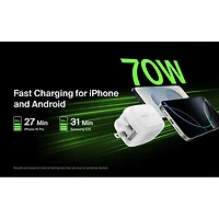 Chargeur mural à 3 ports USB-C/USB-A de 70 W Boostcharge Pro de Belkin - Blanc