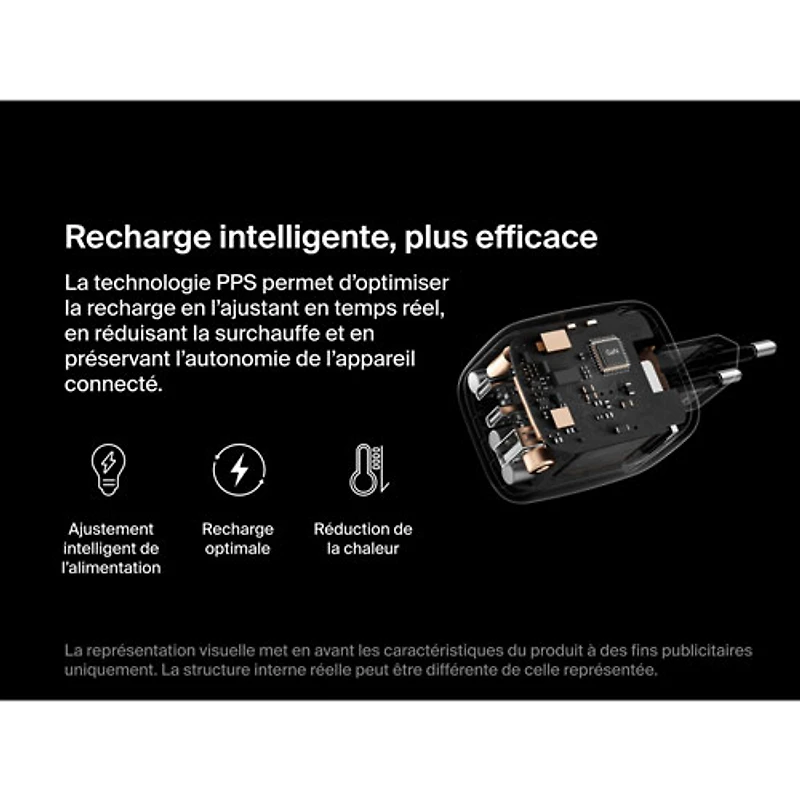 Chargeur mural à 3 ports USB-C/USB-A de 70 W Boostcharge Pro de Belkin - Blanc