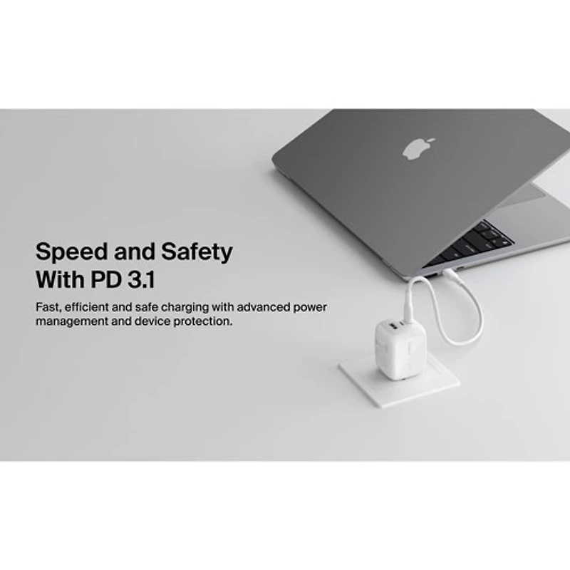 Chargeur mural à 3 ports USB-C/USB-A de 70 W Boostcharge Pro de Belkin - Blanc