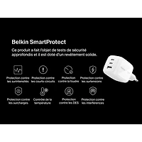 Chargeur mural à 3 ports USB-C/USB-A de 70 W Boostcharge Pro de Belkin - Blanc