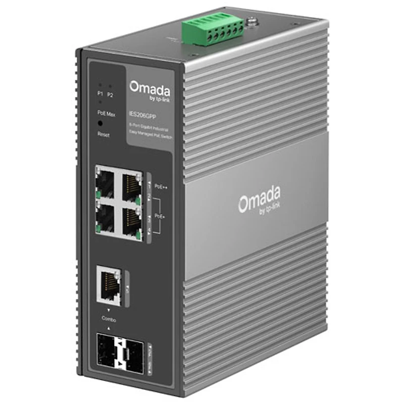 Commutateur Gigabit à 6 ports avec 3 ports PoE+ et 1 port PoE++ Easy Managed Omada de TP-Link (IES206GPP)