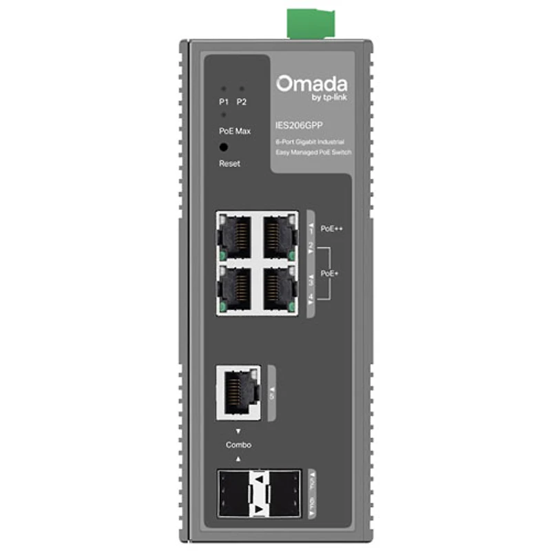 Commutateur Gigabit à 6 ports avec 3 ports PoE+ et 1 port PoE++ Easy Managed Omada de TP-Link (IES206GPP)