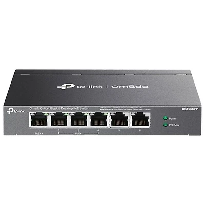 Commutateur Gigabit pour ordinateur de bureau non géré à 6 ports avec 3 ports PoE+ et 1 port PoE++ Omada de TP-Link (DS106GPP)