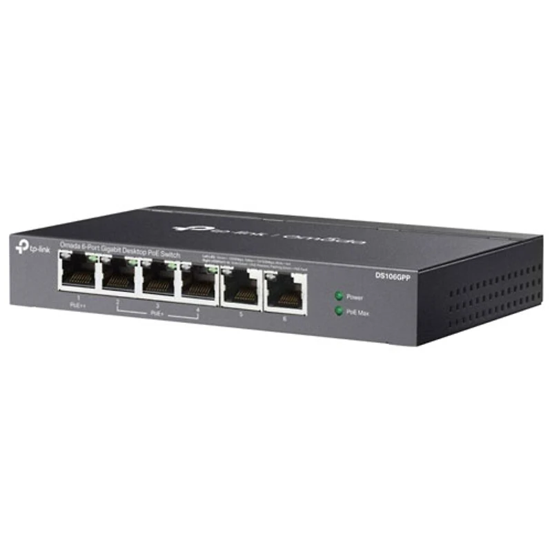 TP-Link Omada 6-Port Gigabit Unmanaged Desktop Switch with 3-Port PoE+ & 1-Port PoE++ (DS106GPP)