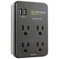 Parasurtenseur à 4 prises avec deux ports USB d'UltraLink (PS40U)