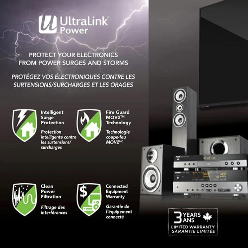 UltraLink 4-Outlet Surge Protector with Dual USB Ports (PS40U)