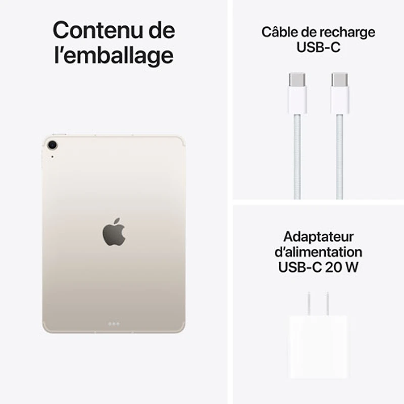 iPad Air M4 11 po 128 Go avec Wi-Fi 7 d'Apple (8e génération) - Comète