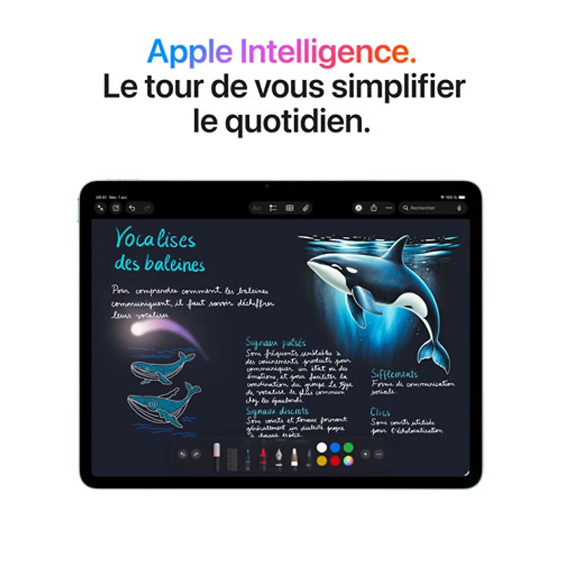 iPad Air M4 11 po 128 Go avec Wi-Fi 7 d'Apple (8e génération) - Comète