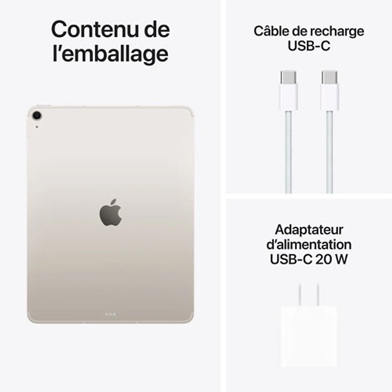 iPad Air M4 13 po 128 Go avec Wi-Fi 7 d'Apple (8e génération) - Comète