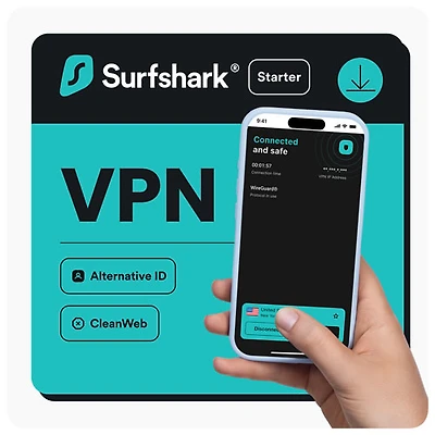 RPV Surfshark Starter - 1 an - Téléchargement numérique